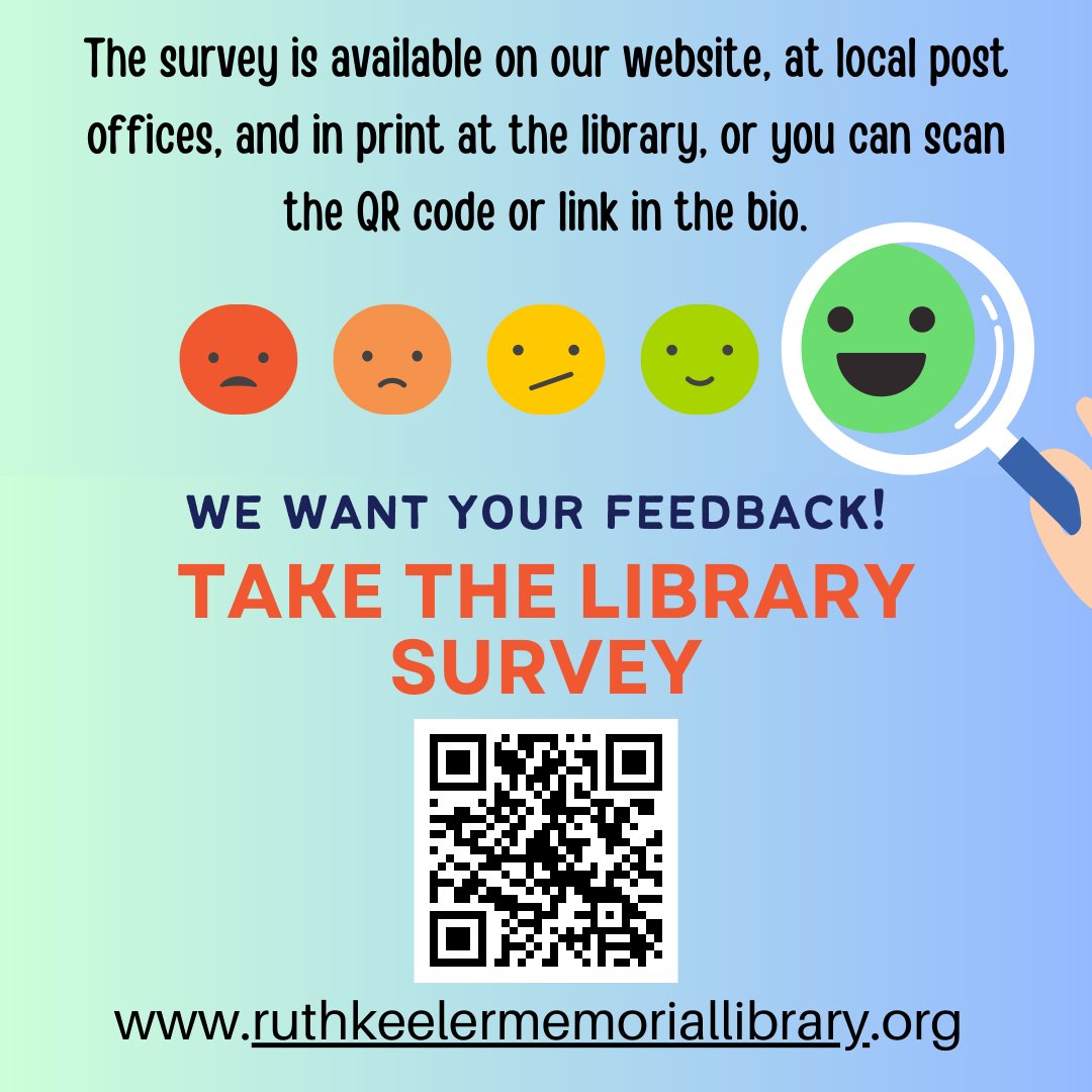 Ruth Keeler Memorial Library (@keelerlibrary) on Twitter photo The Ruth Keeler Memorial Library (RKML) staff and Board of Trustees are so grateful for the wonderful community that we serve! We want to ensure we stay close to you and your needs and expectations for the library. The last time we conducted a survey was in 2014, so it is timely The Ruth Keeler Memorial Library (RKML) staff and Board of Trustees are so grateful for the wonderful community that we serve! We want to ensure we stay close to you and your needs and expectations for the library. The last time we conducted a survey was in 2014, so it is timely