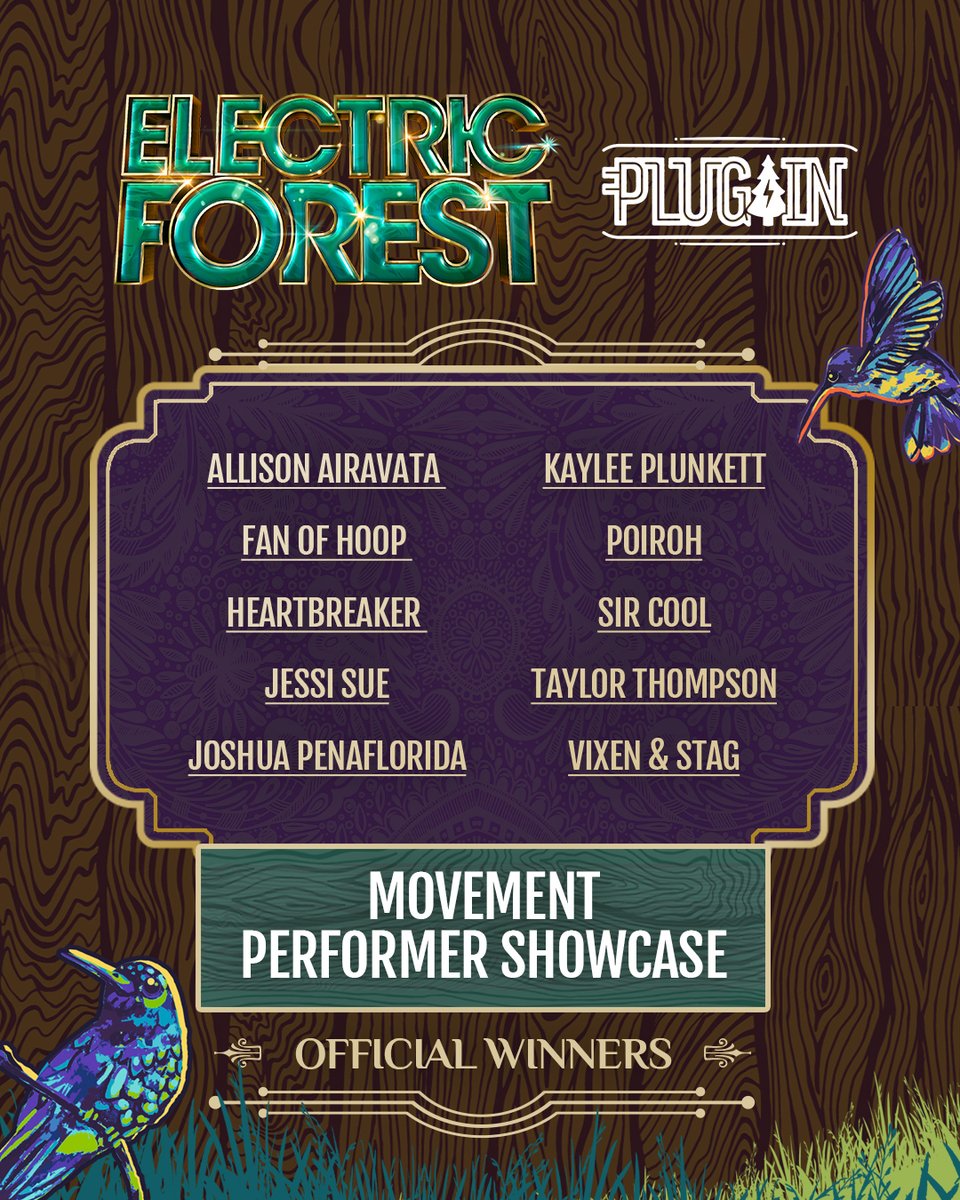 Electric_Forest's tweet photo. Pop-up performances and merriment incoming! โจ #PlugInToEF
Get to know the Movement Performers who have earned the opportunity to perform at #EF2023: https://t.co/4FkVJhjCs3 https://t.co/FE8kXlxc51