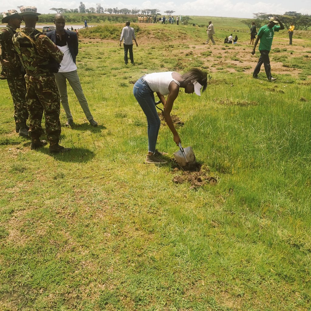 Antoinett2002's tweet photo. What a delightful moment it was today🙌.I  took part in the prime cabinet secretary tree planting exercise where we as the Egerton Community planted 10,000 trees #rehabilitation.  To exist as a nation, to prosper as a state, to live as  people, we must have trees.#mother nature https://t.co/zf6PbU2QAb