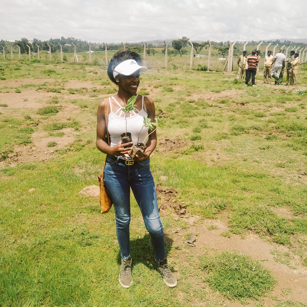 Antoinett2002's tweet photo. What a delightful moment it was today🙌.I  took part in the prime cabinet secretary tree planting exercise where we as the Egerton Community planted 10,000 trees #rehabilitation.  To exist as a nation, to prosper as a state, to live as  people, we must have trees.#mother nature https://t.co/zf6PbU2QAb