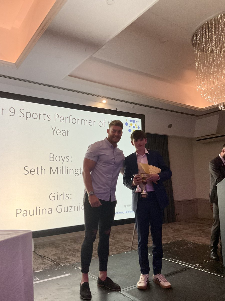 wms_pe's tweet image. Year 9 Boy Sports performer Year 9 Girl Sports Performer @Wmount 
Seth M and Paulina G collect the Yr 9 sports performer award. Both are committed to sport throughout. #SP2023