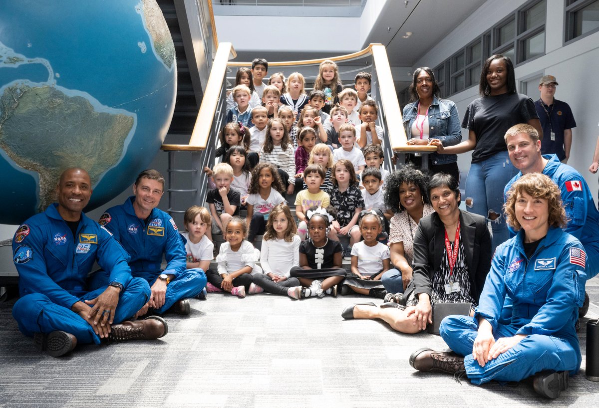 The crew met some of the youngest members of the Artemis Generation, pre-kindergartners from the NASA Goddard Child Development Center, as part of their visit.