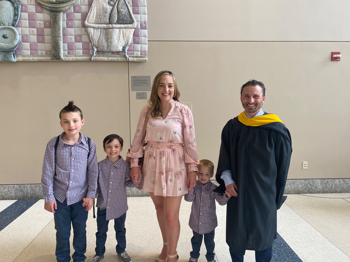 smalhallscience's tweet photo. Words cannot express how proud I am of my husband, who graduated today with his Masters in Applied Positive Psychology from PCOM. I am proud to be his wife. The boys say “Go Daddy go!” #PCOMgrad https://t.co/7gQIWOGlwO