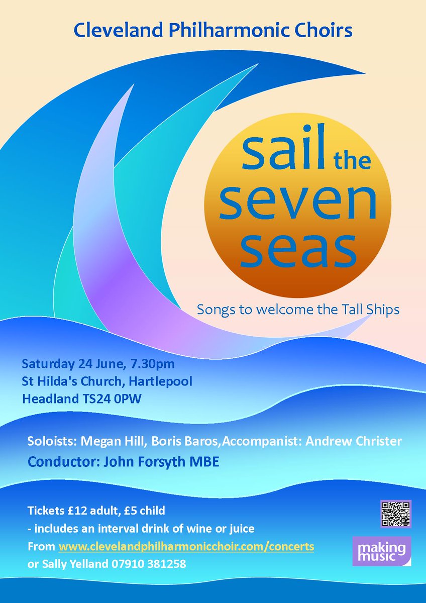 With the tall ships coming back to Hartlepool our next concert has a nautical theme. Hope to see you there. clevelandphilharmonicchoir.com/concerts