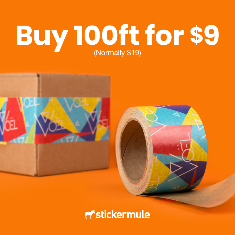 stickermule's tweet photo. Try 1 roll of custom packaging tape for $9.