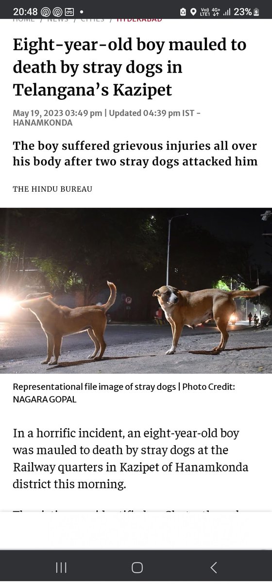 KVishReddy's tweet photo. Stray dogs ripped apart a hapless child in Warangal Municipality.
It is unimaginable, a cruelest way for a child to die.

We have to question ourselves- ARE WE A CIVILIZEDSOCIETY?
ARE WE EVEN HUMAN?

It is our bad luck, the richest state does not have funds to tackle a stray dog menace.

The nightmare continues.
@DeccanChronicle
@TOIIndiaNews 
@XpressHyderabad
@V6News
@abntelugutv 
@PTI_News