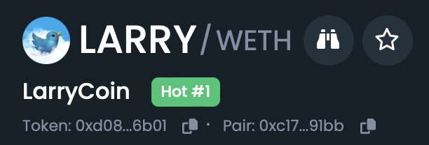 Larry_Ether's tweet photo. $LARRY still #1 trending after 24 hours! https://t.co/mwRklvpdrt