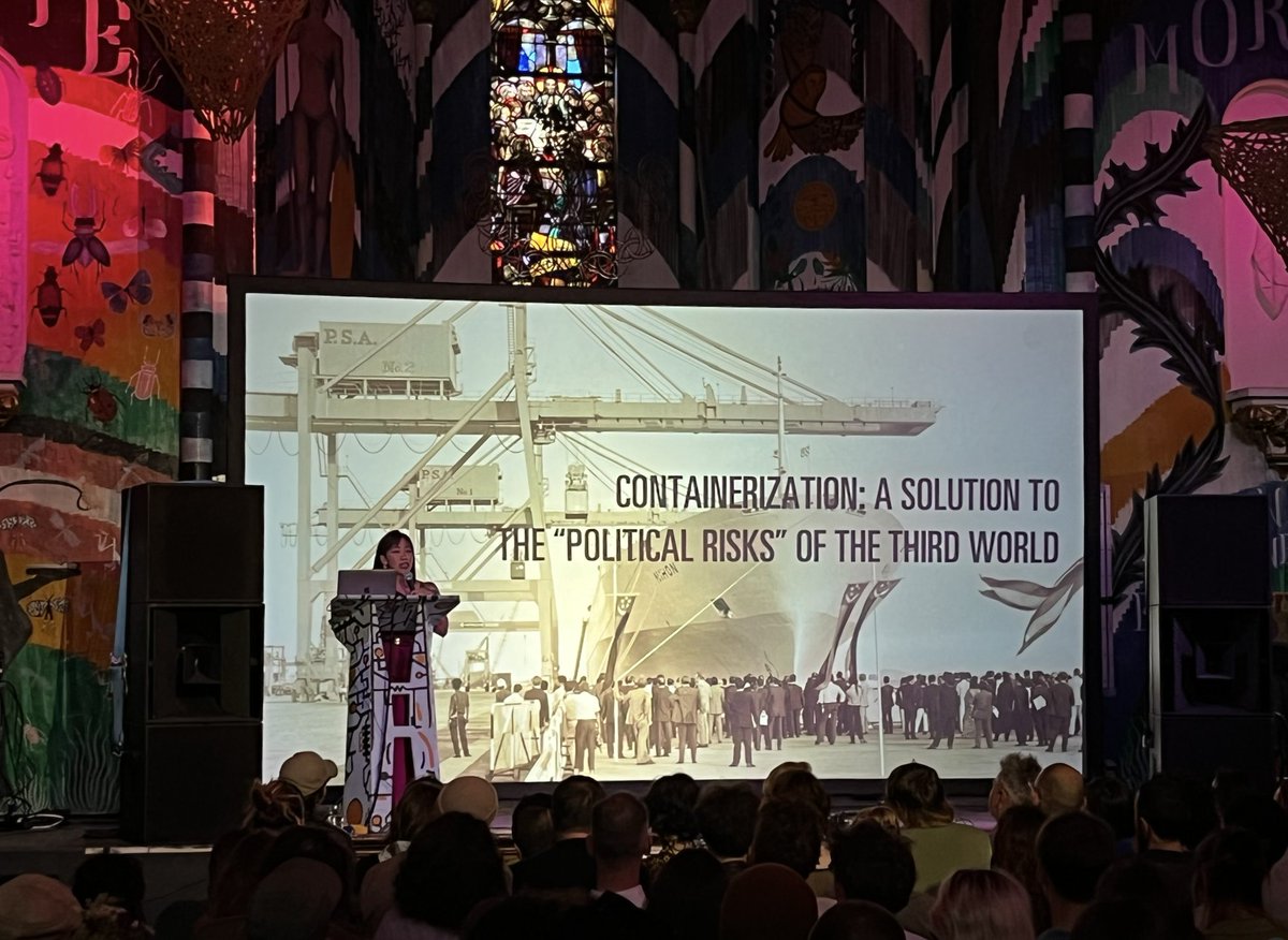 What a festival of critical #logistics tonight at the artist village Ruigoord, enclosed by the <a href="/PortofAmsterdam/">Port of Amsterdam</a> and a stone's throw away from the world's biggest gasoline terminal. 

Keynote by the relentless <a href="/CharmaineSChua/">Charmaine Chua</a>: Logistics in past &amp; present aims at taming the unruly.
