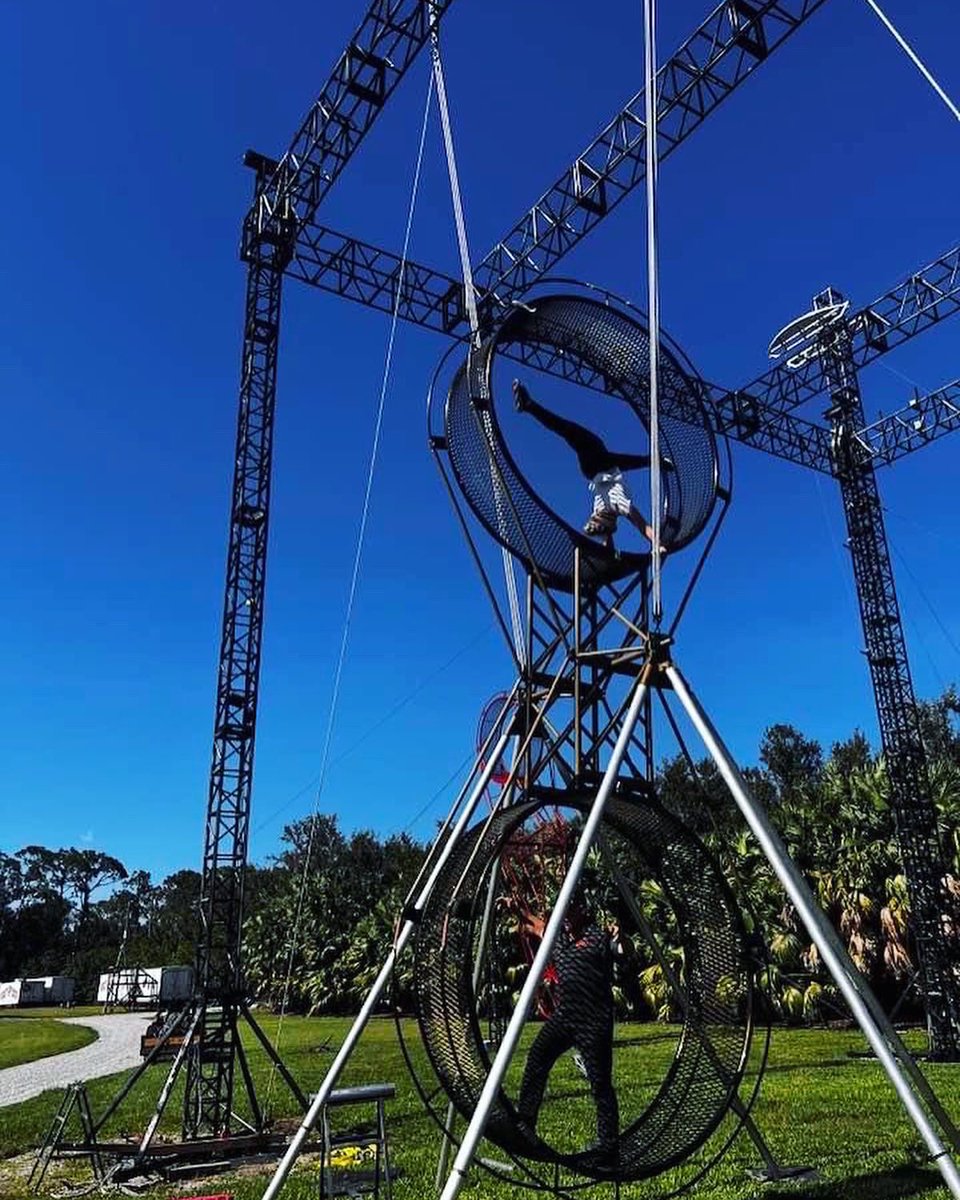 Our new “baby”. It looked great in the yard. 
Will it fit in the theater? 😳🤔🫣

#BellosCircusEXtremeVarietyShow
#WisconsinDells  #BelloNock #AnnalieseNock #WheelOfDeath
#PalaceTheater  #ALLSummer
#FamilyFun @DareDaughter