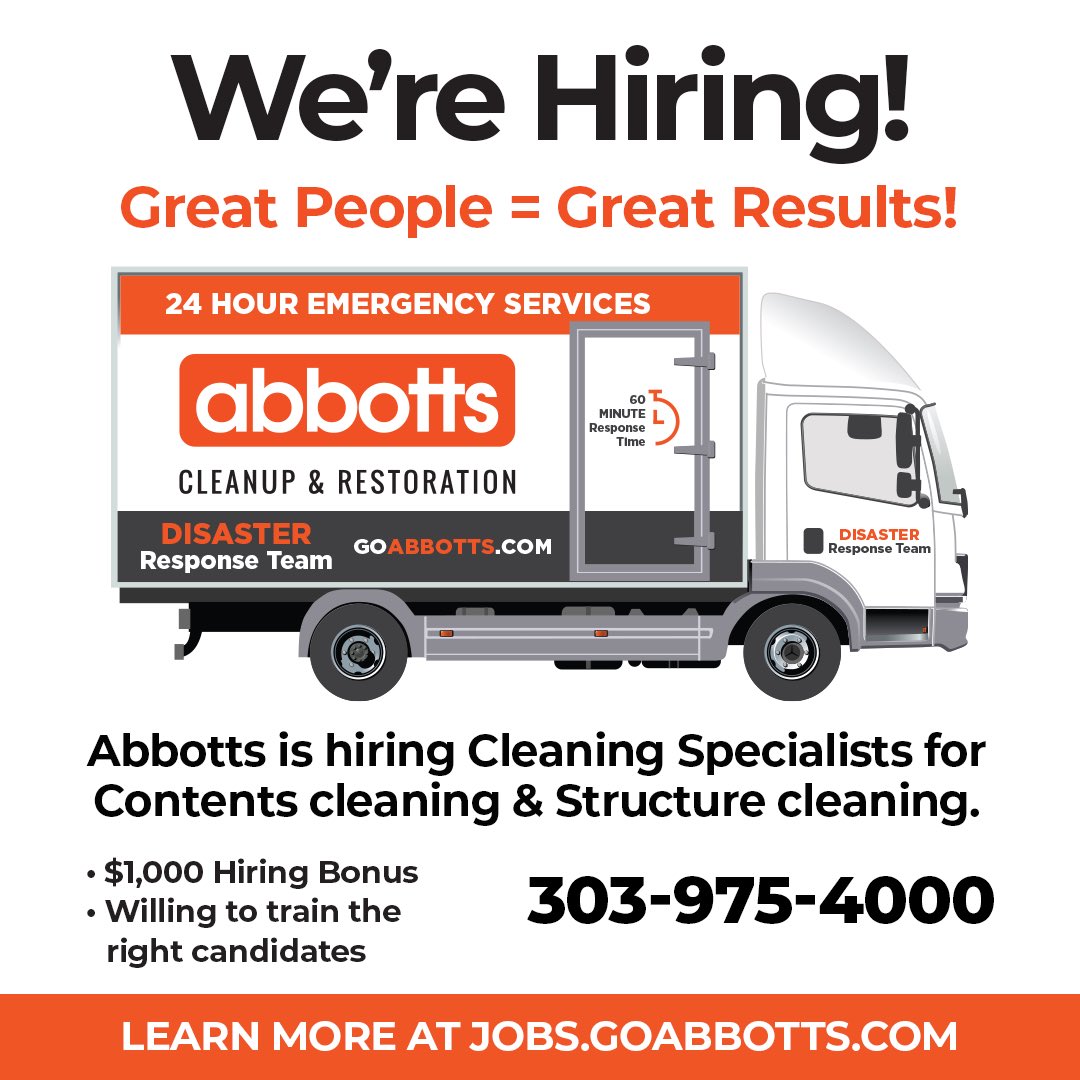 We’re Hiring Contents & Structural Cleaning Technicians! 😀👍 #werehiring #contentspecialist #denver #colorado #hiring #firerestoration #smokecleanup #propertyrestoration #reels #facebook