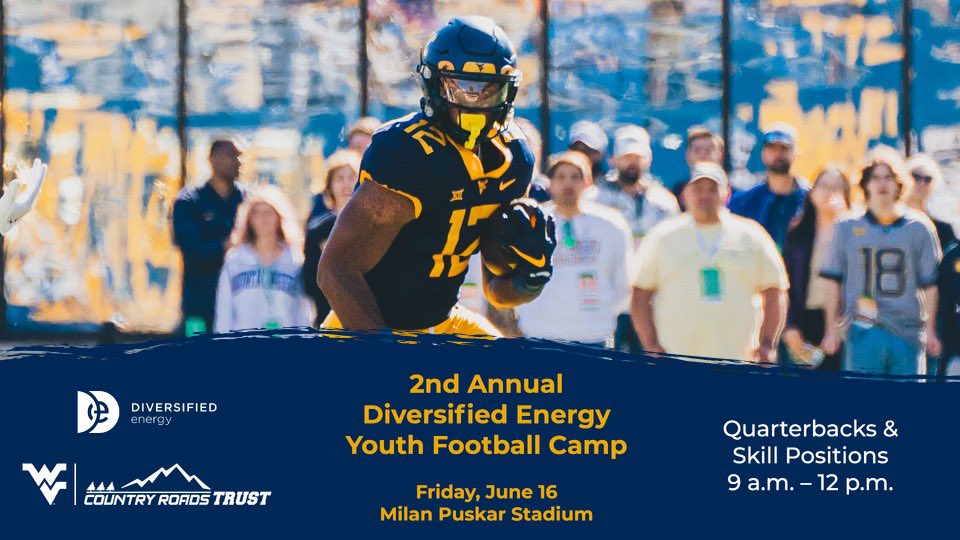 Cj Donaldson jr (@sp3cj) on Twitter photo Register today for the 2nd Annual <a href="/div_energy/">Diversified Energy</a> Youth Football Camp on Friday, June 16th at Milan Puskar Stadium. <a href="/countryrdstrust/">Country Roads Trust</a>
🔗 forms.gle/kGhGhcAhmJU13r… Register today for the 2nd Annual <a href="/div_energy/">Diversified Energy</a> Youth Football Camp on Friday, June 16th at Milan Puskar Stadium. <a href="/countryrdstrust/">Country Roads Trust</a>
🔗 forms.gle/kGhGhcAhmJU13r…