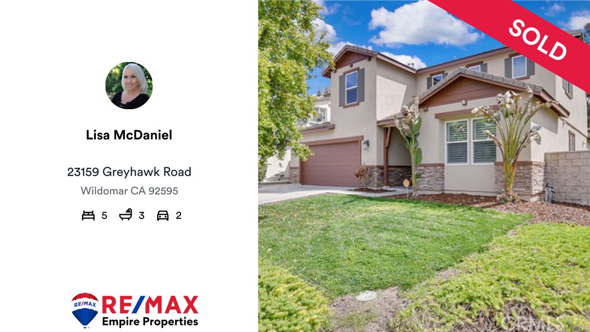 themurrayteam's tweet photo. SOLD!  Congratulations to our Sellers and New Homeowners!
🛌 5 🛀 3 🚘 2
📍 23159 Greyhawk Road, Wildomar, CA, 92595

RE/MAX Empire Properties
951.292.7557
DRE#02056999
https://t.co/YvxwhBGkUh https://t.co/uMMKmRe4JR