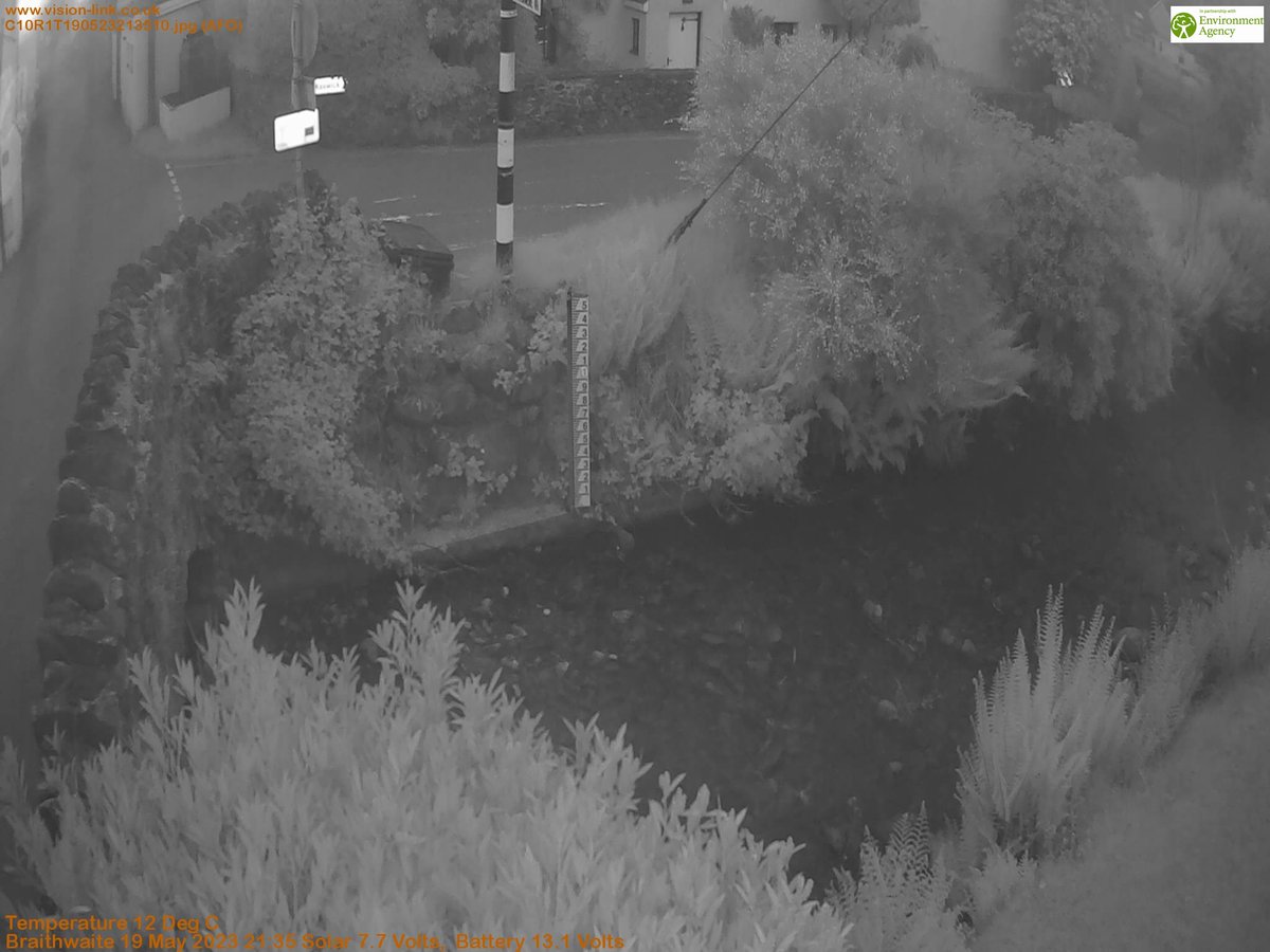 Monitoring the local river levels in Braithwaite for the flood group on 19 May 2023 21:35