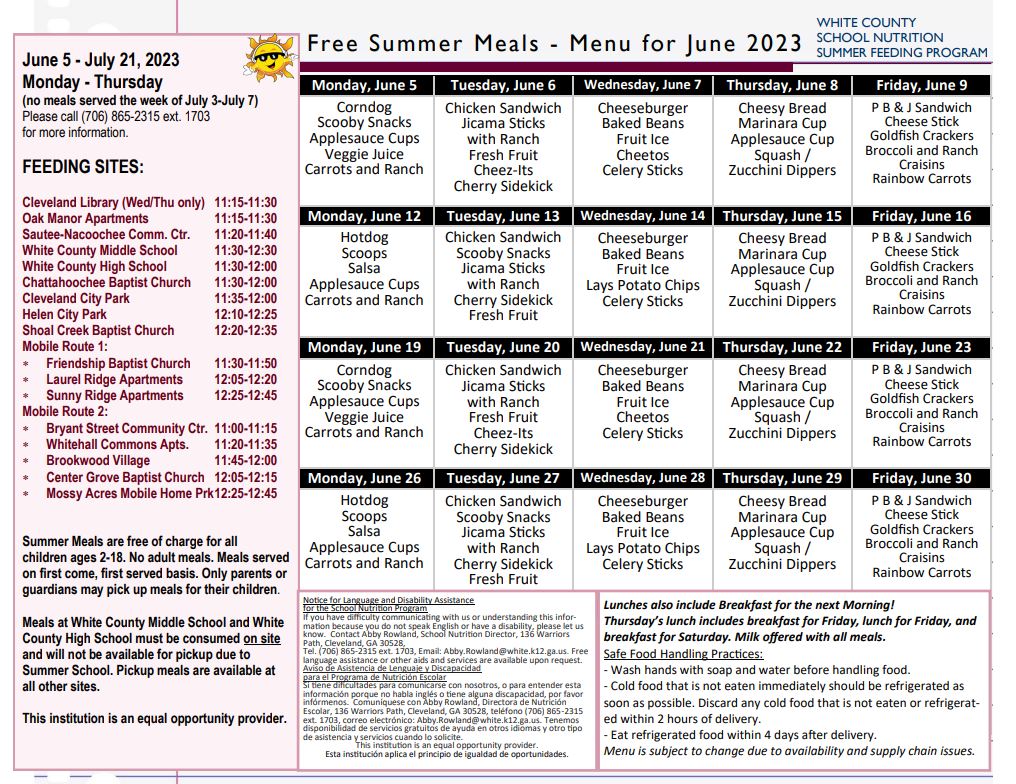 wcschoolfood's tweet photo. School will be out soon, but we will keep feeding children in White County!
@JackPNixSchool @TesnateeGapElem @MtYonahElem @MossyCreekLions @WCMS_warrior @whitecounty_hs @WCSSCurr #WCbemore #whitecountyga #FuelingGA https://t.co/8rEYHTRvzG