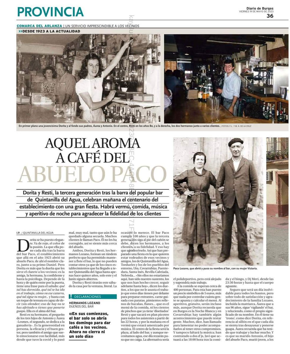 Quintanillagua's tweet photo. ¡Qué buen trato hemos recibido siempre! Gracias @Cafebarpaco https://t.co/1g6nZr7w2j
