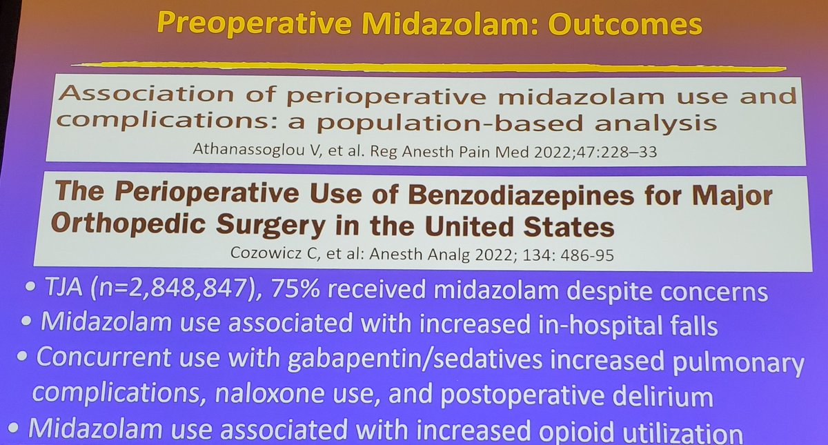 Dr Joshi in lit review 'I cannot emphasize this enough. Use midazolam sparingly. #samba23