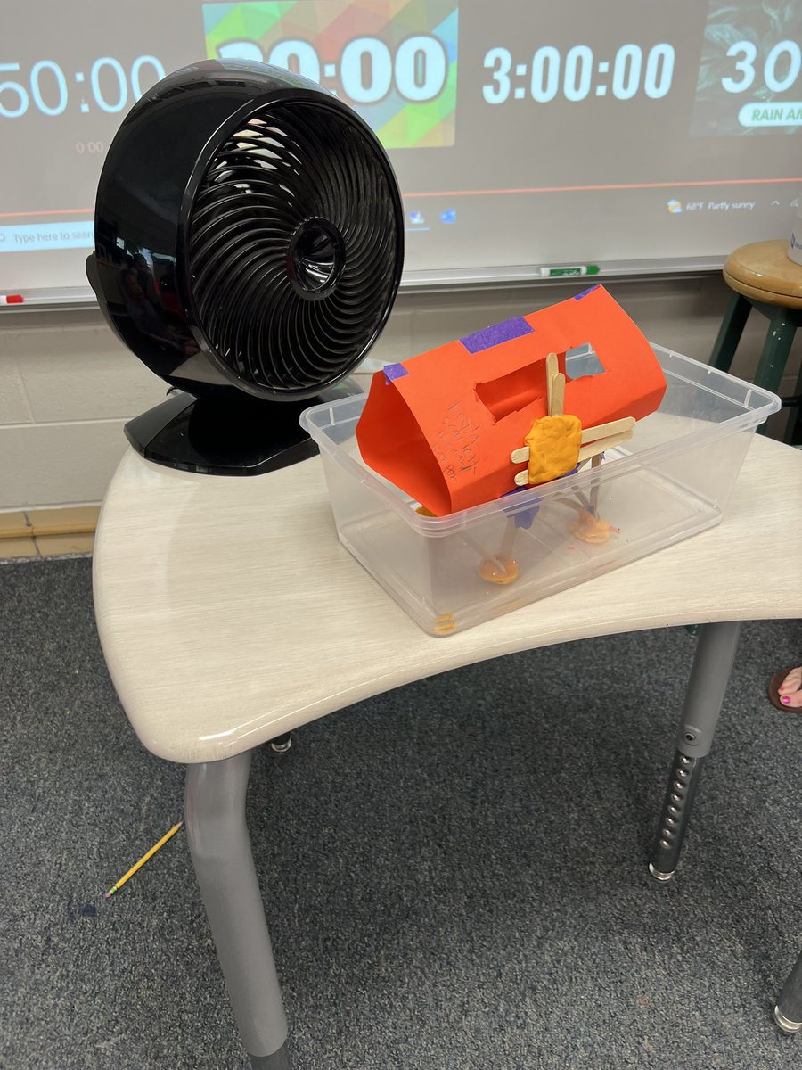 Had the best time collaborating with <a href="/MMarrelloD95/">Melissa Marrello</a>’s class today. We’ve been learning about severe and hazardous weather in science. Students had to build a structure that was strong enough to withstand a “hurricane”.