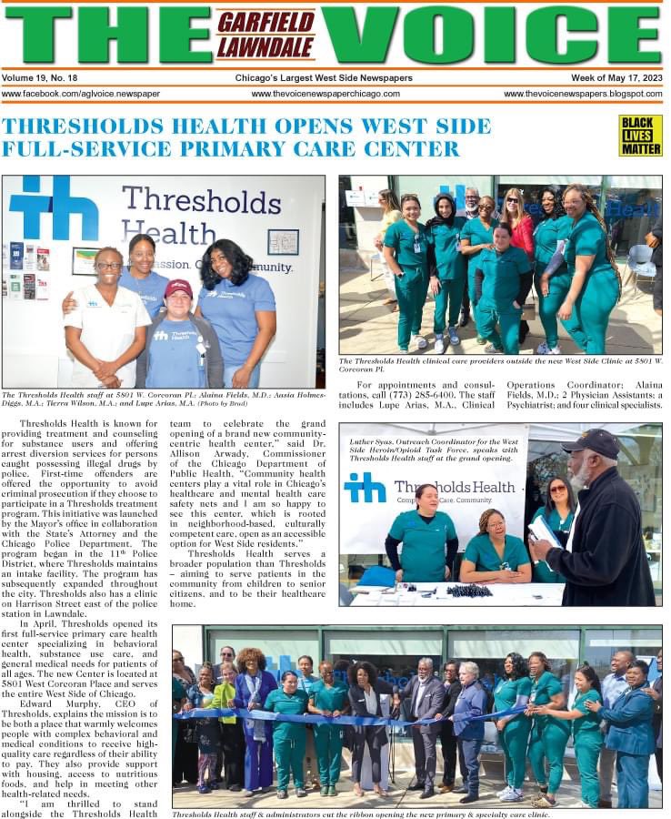 Thank you to The Garfield/Lawndale Voice for putting us on the front page! We’re thrilled to be part of this incredible community. #westsidechicago #frontpagenews #thresholdshealth