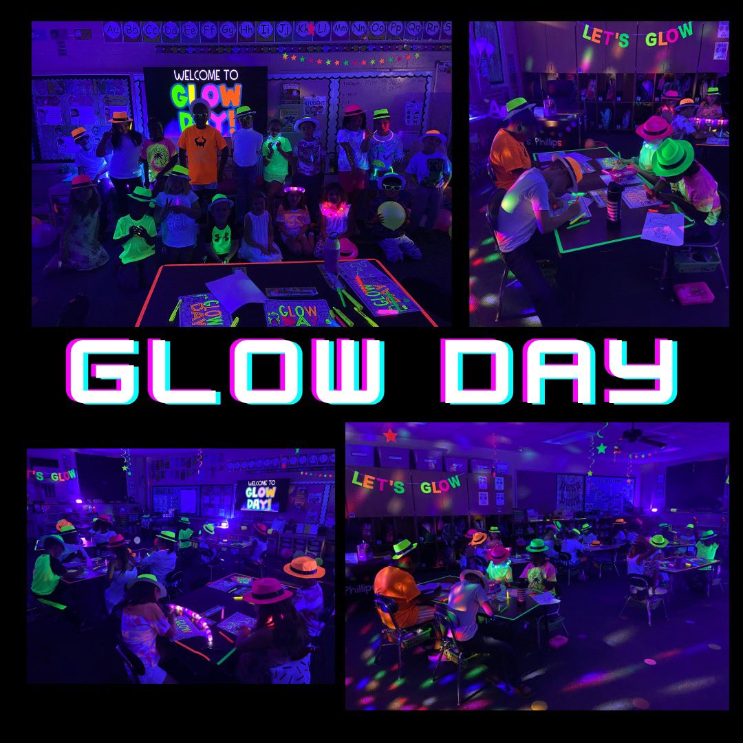 Our class 🌟GLOW DAY🌟 was a blast! This is definitely a highlight of our school year and will be something we’ll remember! My students had the best time reviewing their learning on this fun day! 💜💜
<a href="/JswCubs/">JSWCubs</a> 
#OneChatham