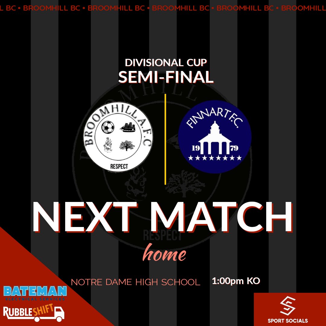 ⚽️ | 𝐃𝐈𝐕𝐈𝐒𝐈𝐎𝐍𝐀𝐋 𝐂𝐔𝐏
Tomorrow we take on Finnart in the semi-final of the Divisional Cup. Kick off is 1pm.