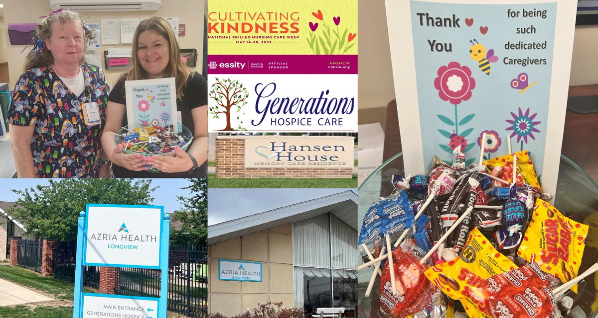 On @ahcancal's #NationalSkilledNursingCareWeek,
@GenerationsHos is celebrating our faculties that our patients call home. @AzriaHealth #Longview, #AzriaHealthRoseVista and the #HansenHouse. We want to thank them for taking great care of their residents and our patients!
#NSNCW