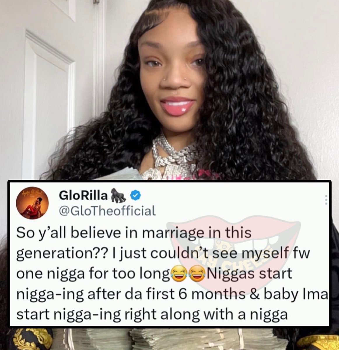 SaycheeseDGTL's tweet photo. GloRilla shares her thoughts on marriage  👰🏽‍♀️🤵🏽‍♂️💍 https://t.co/A3sgOsN5jH