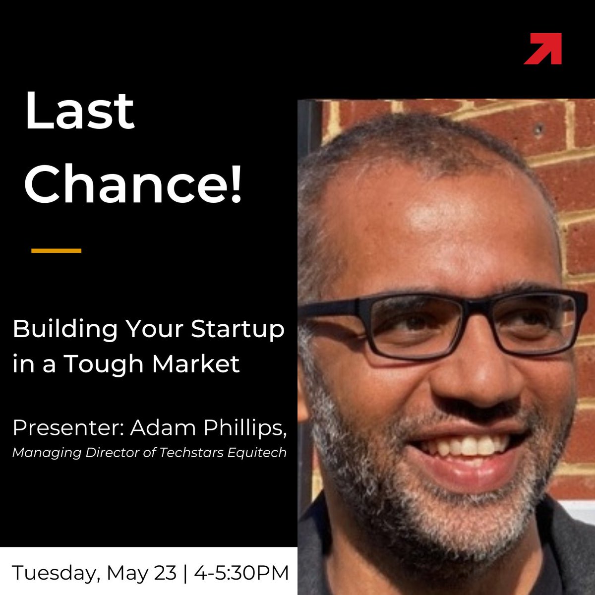 upsurgebmore's tweet photo. π UpRise MASTERCLASS: Building Your Startup in a Tough Market π
ποΈ Presenter: Adam Phillips, Managing Director of Techstars Equitech Accelerator ποΈ
Register now ππΌ https://t.co/HYkDYXlqBD
#UpRiseMasterclass #StartupSuccess #ToughMarket #Entrepreneurship #BusinessAdvice https://t.co/pYw4hlrraf