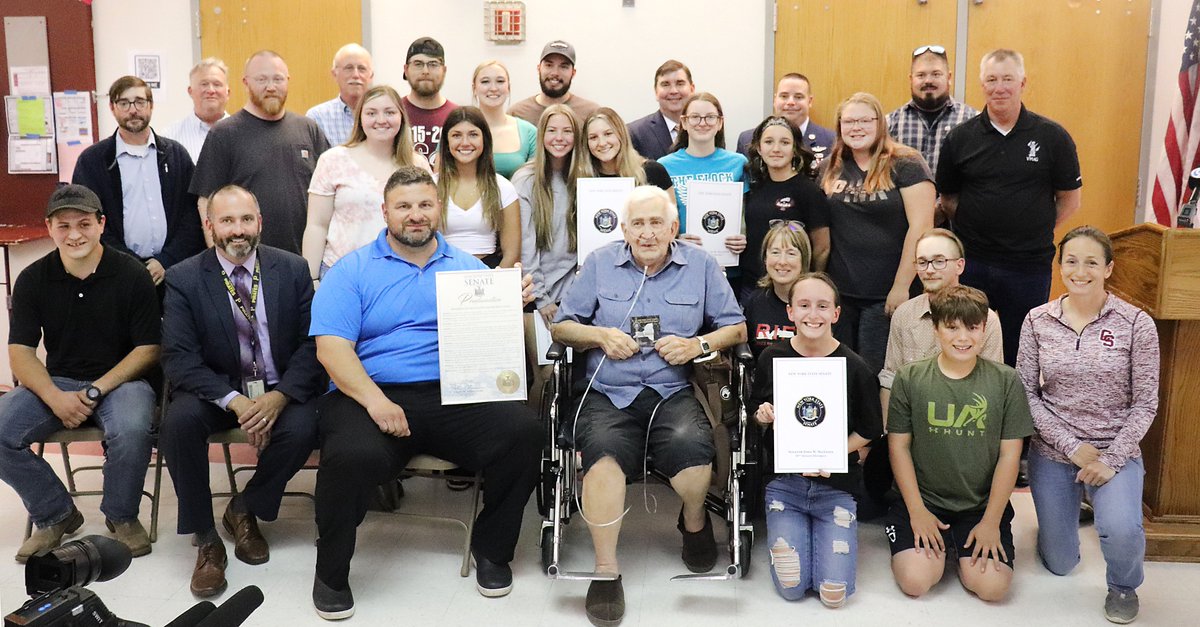 CentralSquareSD's tweet photo. For all that you've done and all that you do, this one's for you Coach โค๏ธ
Today, we gathered to honor Coach Menjik and he was honored by Senator John W. Mannion. He began coaching rifle in 1966. Thank you for guiding generations of students. #RedhawkForever #CSquarePROUD https://t.co/4T8tDd76WE