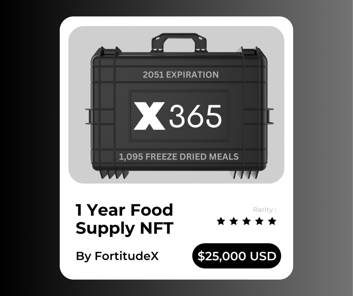 FortitudeX NFT (@fortitudex_nft) on Twitter photo ๐ฅDuring our LAUNCH on May 23rd we are giving away 1 limited edition X365๐ฅ
$25,000 USD VALUE!! Redeemable for a FULL YEAR of food from our secure bunker anytime & anywhere until 2051๐
1. Retweet + follow <a href="/fortitudex_nft/">FortitudeX NFT</a>
2. Get WL viplist.typeform.com/to/vsLiITD3
3. Tag 3 friends ๐ ๐ฅDuring our LAUNCH on May 23rd we are giving away 1 limited edition X365๐ฅ
$25,000 USD VALUE!! Redeemable for a FULL YEAR of food from our secure bunker anytime & anywhere until 2051๐
1. Retweet + follow <a href="/fortitudex_nft/">FortitudeX NFT</a>
2. Get WL viplist.typeform.com/to/vsLiITD3
3. Tag 3 friends ๐