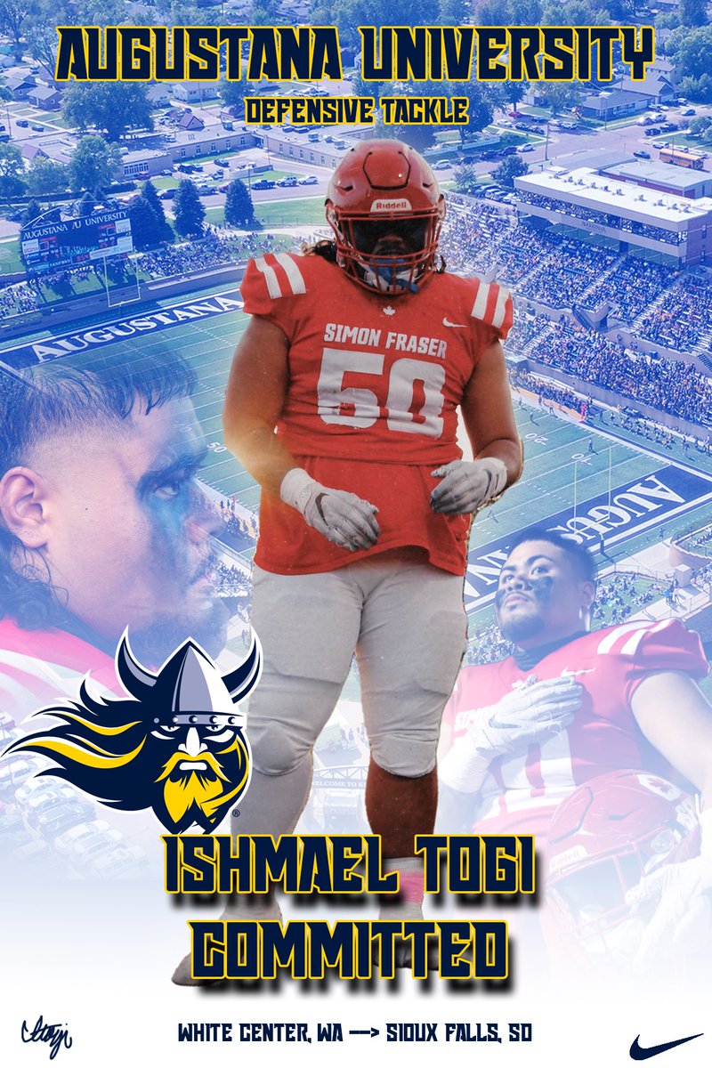 Ishmael Togi 🇦🇸 (@ishmael_togi) on Twitter photo First off, I’d like to thank God for all the opportunities he has blessed me with. When 1 door closes, he opens another!
I am excited to announce that I will officially be transferring to Augustana University to finish off my college career! <a href="/AugieFB/">Augustana Football</a> <a href="/CoachSipple/">Mark Sipple</a> <a href="/coachscholten/">Kelly Scholten</a> First off, I’d like to thank God for all the opportunities he has blessed me with. When 1 door closes, he opens another!
I am excited to announce that I will officially be transferring to Augustana University to finish off my college career! <a href="/AugieFB/">Augustana Football</a> <a href="/CoachSipple/">Mark Sipple</a> <a href="/coachscholten/">Kelly Scholten</a>