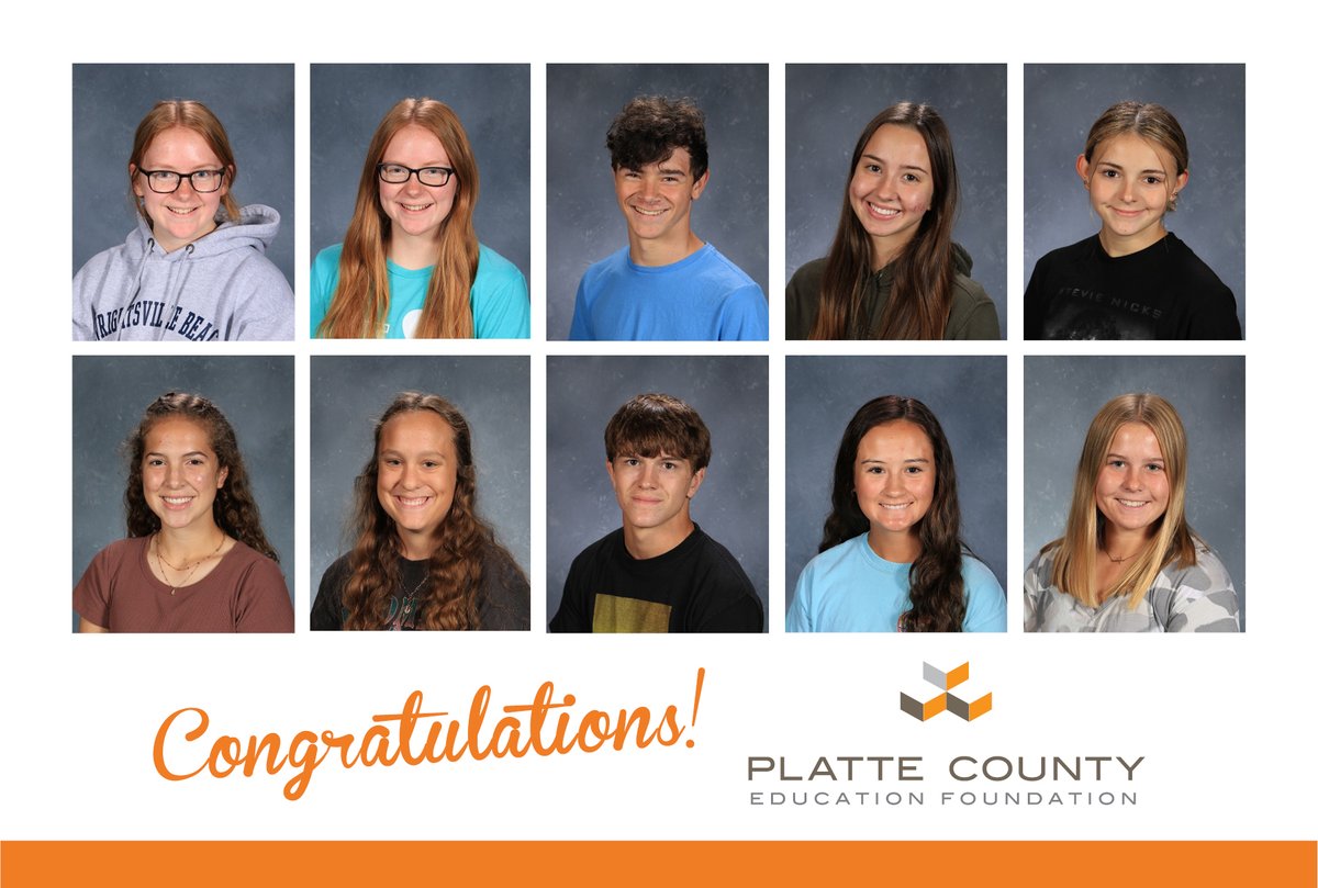 Congratulations to the Platte County Education Foundation's ten, $1,000 scholarship recipients: Lanna Albright, Leah Albright, Jacob Bennett, Ivanna Davydova, Lacey Franksen, Madison Haugsven, Ariana McDowell, Peyton Nickell, Abigail Reynolds, and Demi Riechers!