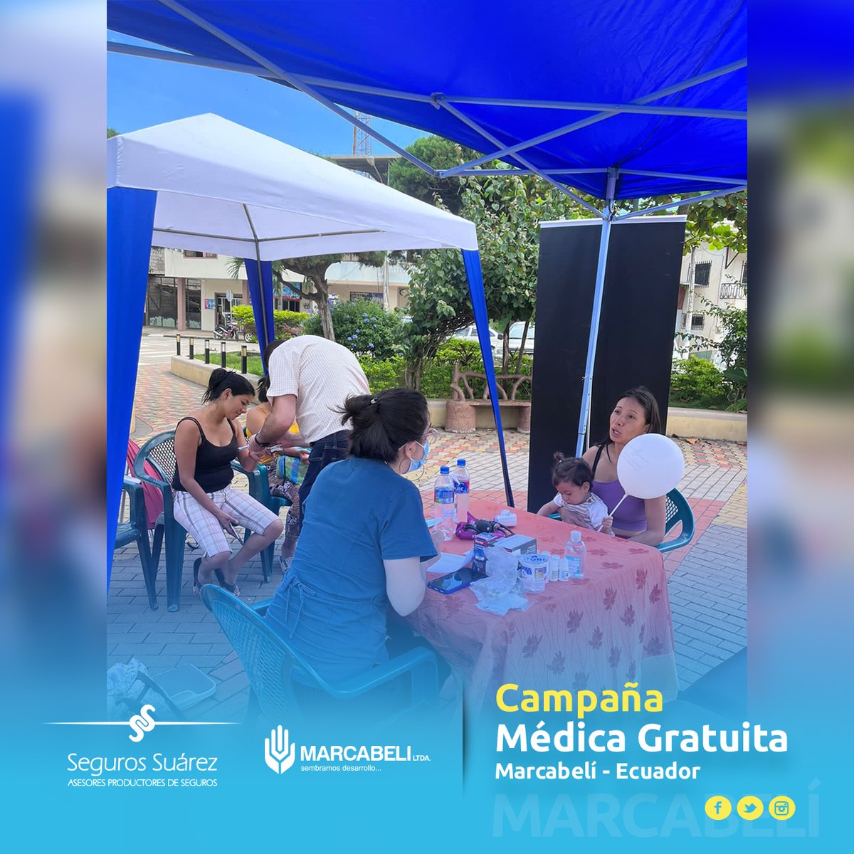 segurossuarez's tweet photo. Auspiciamos la Campaña Médica gratuita llevada a cabo en el Parque de la Madre, para beneficio de los socios de la @MarcabeliLtda.
Se brindó atención médica, consulta externa, control de niño sano, control de peso, presión, y entregamos desparasitantes y vitaminas.

#TeAseguramos https://t.co/kh3BmUjFhY