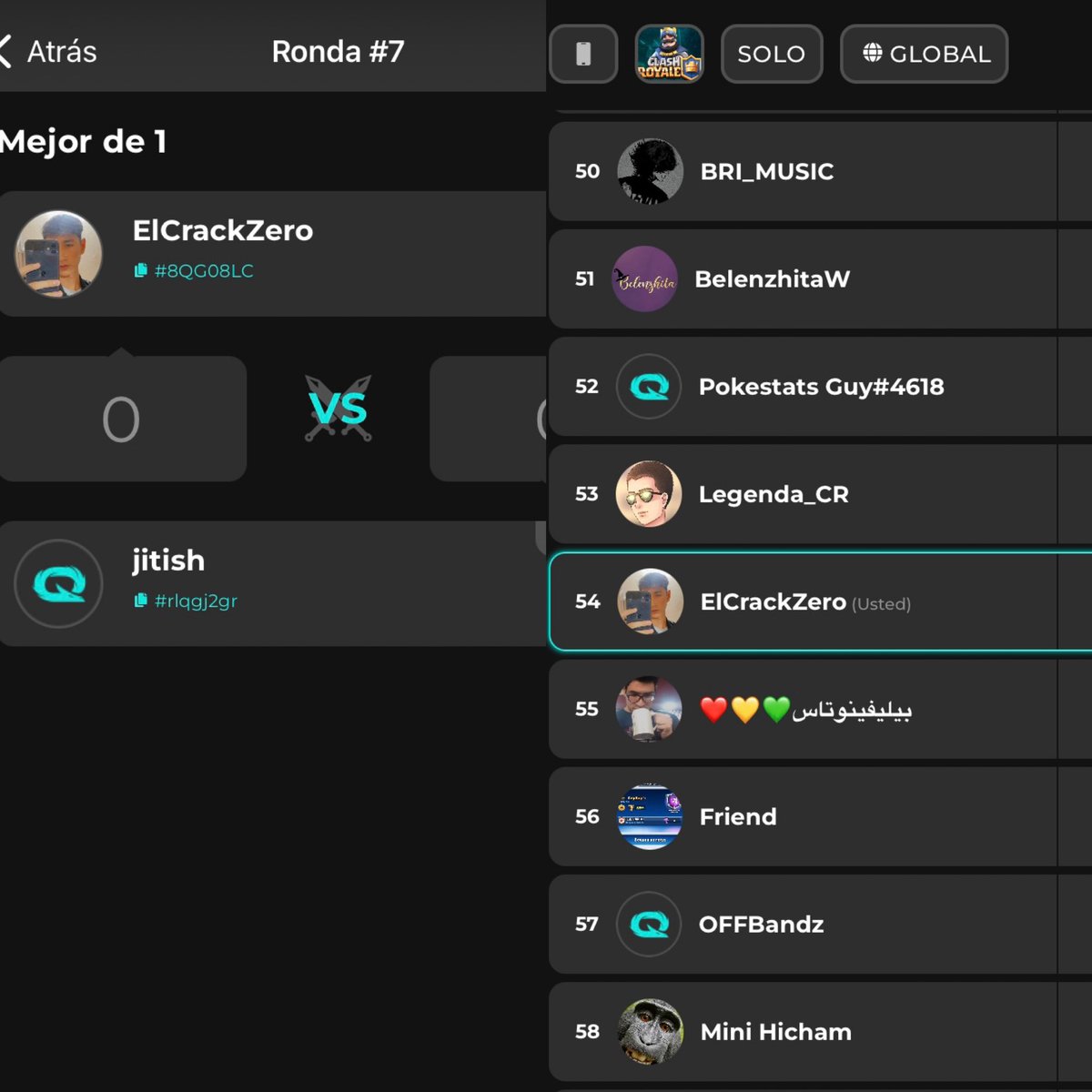 A la final en modo duel y subimos a top 54 global en QLASH 💪🏻