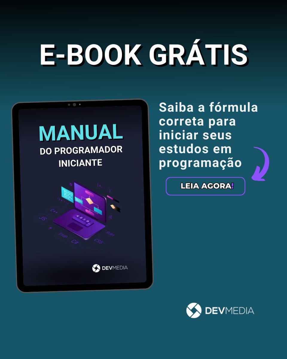 DevMedia's tweet photo. Leia o e-book grátis "Manual do Programador Iniciante" - Seu guia completo para dar os primeiros passos nessa jornada incrível! 💻💚 Acesse já https://t.co/UB13DOMeml
#programacao #devmedia #ebook #programadores #desenvolvedores #paneladev https://t.co/LapUMOar8P