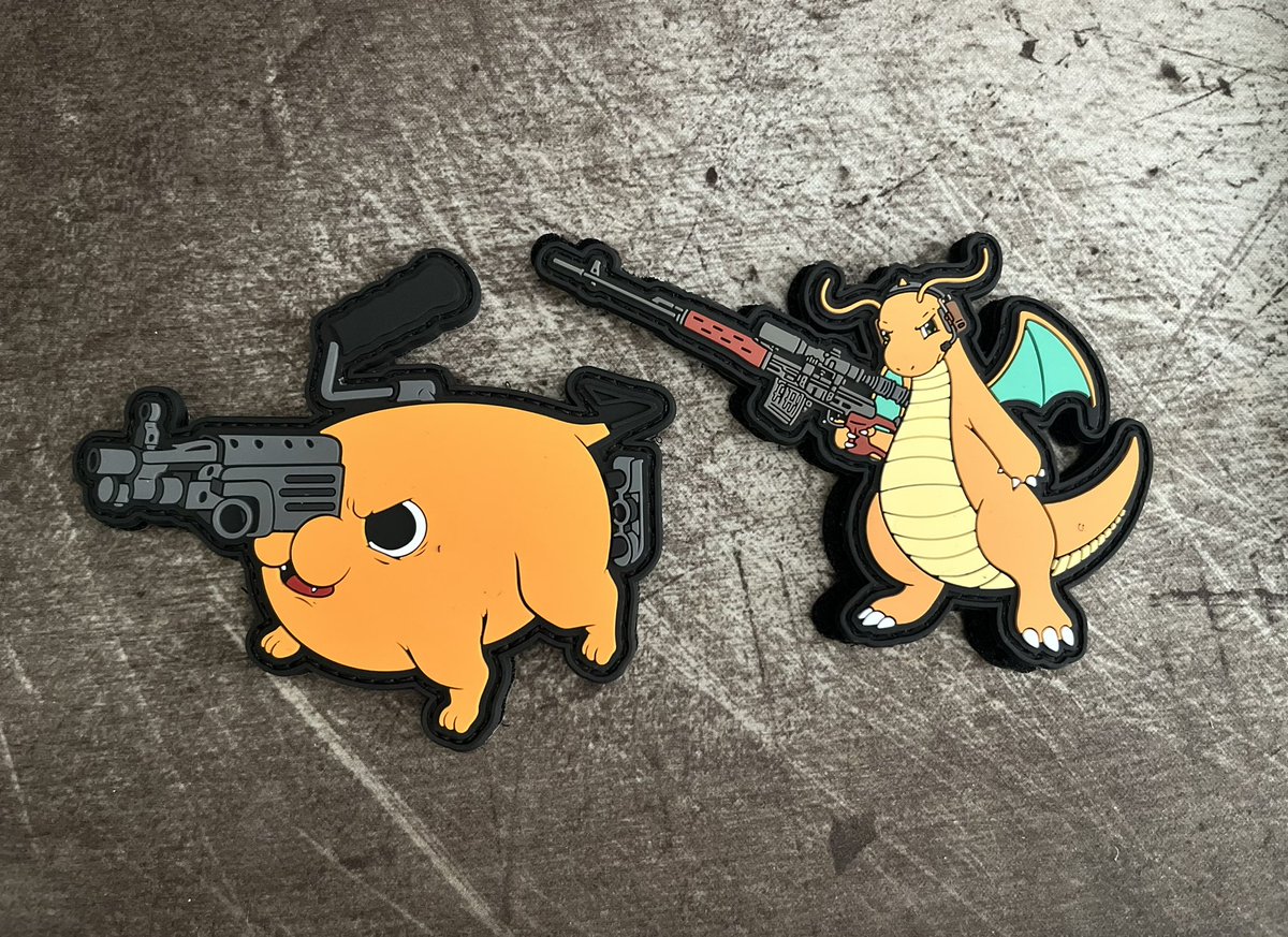 CommissarLyons's tweet photo. It’s no secret I enjoy guns and anime. These are the best of both worlds. Check out https://t.co/g2fnRhAyNn #patch #ponchita #dragonite #dragonov https://t.co/WgLzfab47J