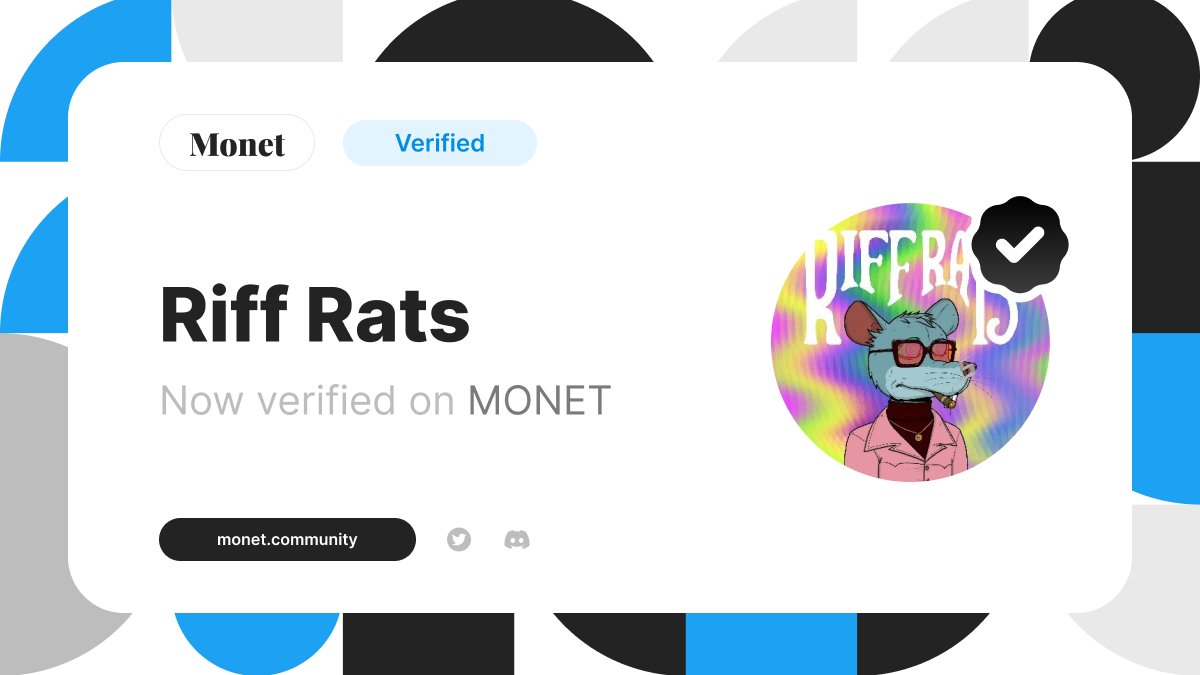 Welcome <a href="/Riff_Rats/">Riff Rats 🐀</a> 

You are now a verified community on <a href="/MonetSAC/">Monet | Community, Raffles, and Solana</a> 

monet.community/p/riffrats