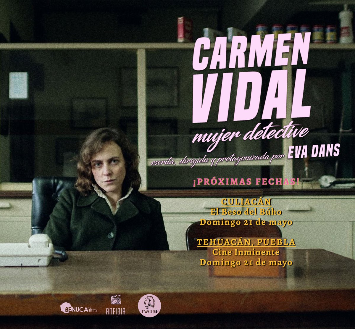 BenucaFilms's tweet photo. CARMEN VIDAL MUJER DETECTIVE tendrá sus próximas funciones en #Culiacán y en #Tehuacán #Puebla.

¡Te esperamos en El Beso del Búho y en @Cine_Inminente este domingo!

#CarmenVidal https://t.co/rZuGARB7BQ