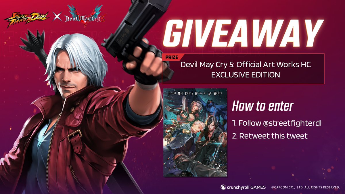 StreetFighterDL's tweet image. 🚨 Street Fighter: Duel Flash Giveaway 🚨

We are giving away one Devil May Cry 5: Official Art Works artbook! Just follow us and RT this post for your chance to win!

Rules: got.cr/DMCArtBook