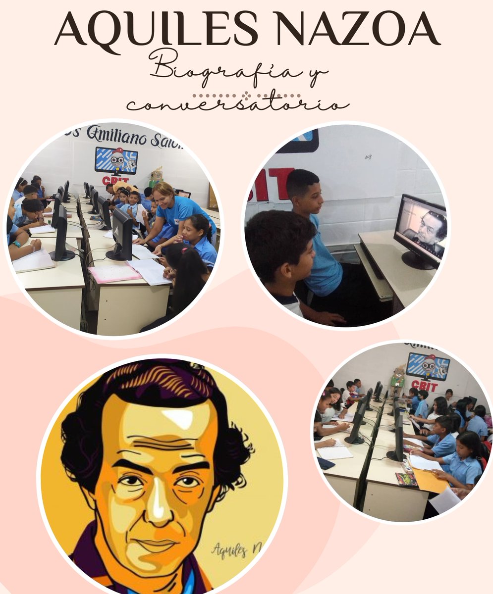 Estudiantes de la UEN Carlos Emiliano Salom  con Biografía conversatorio y dibujos de Aquiles Nazoa.
#cbit
@bolívarfundabit