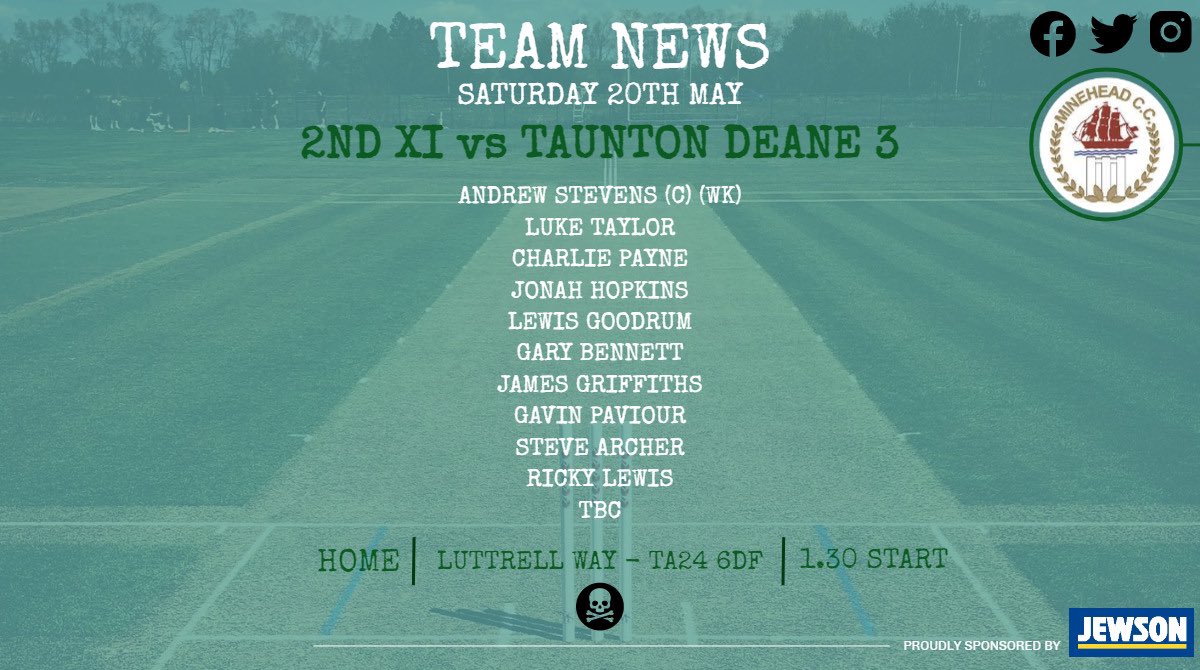 MineheadCricket's tweet photo. 🏴‍☠️ All 3 teams in action this week 🏴‍☠️

🍺 Bar open all day ☀️

Come down and support the lads

#UTP🏴‍☠️ https://t.co/ZJTegPYhA7