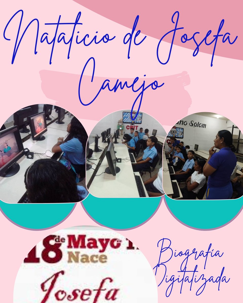 Estudiantes de la UEN Carlos Emiliano Salom con Biografía de Josefa Camejo.