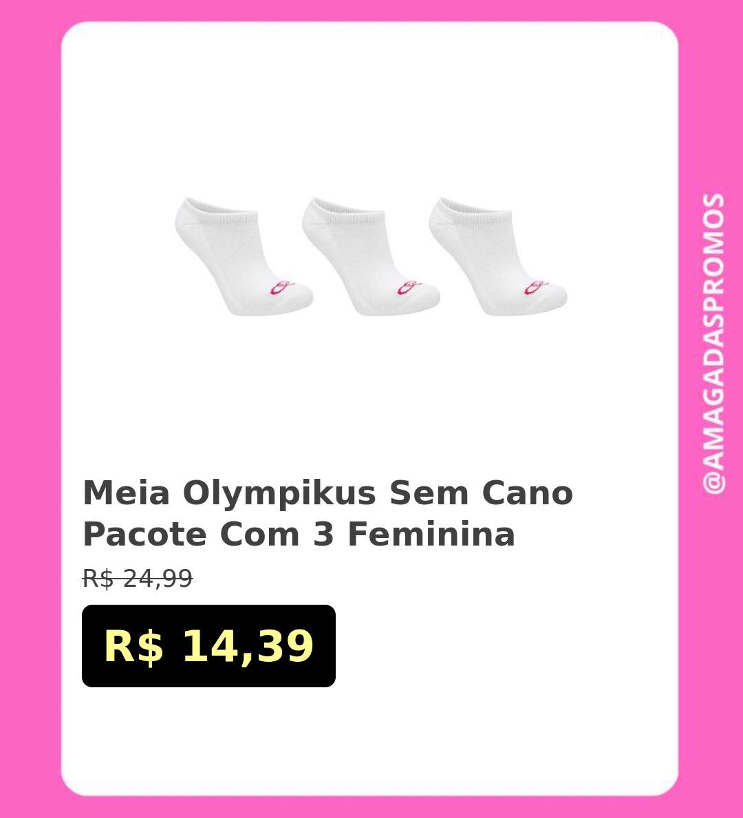 🛍️Meia Olympikus Sem Cano Pacote Com 3 Feminina

💸por R$ 14,39 🔥🔥

👉Link p/ comprar: magazinevoce.com.br/amagadaspromos…

#barato

✨ Para mais ofertas, entre no nosso site! 🔽
amagadaspromos.com

🚨 *Não compre pelo APP Magalu*

*Promoção sujeita a alteração a qualquer momento