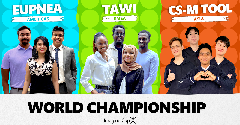 MSFTImagine's tweet photo. 🚨 The #ImagineCup World Championship is kicking off in 24 HOURS!

One incredible student team will be crowned champion and win USD100K and mentorship from #Microsoft CEO and Chairman Satya Nadella. Tune in to #MSBuild tomorrow at 8:30am PT: https://t.co/m6M7Mb6jUu.