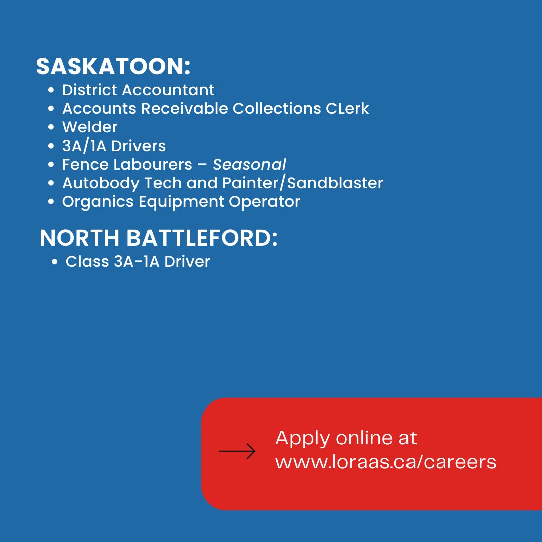 👋💵We're hiring! Swipe to see the full list of career openings at Loraas. 💻 Apply online at loraas.ca/careers