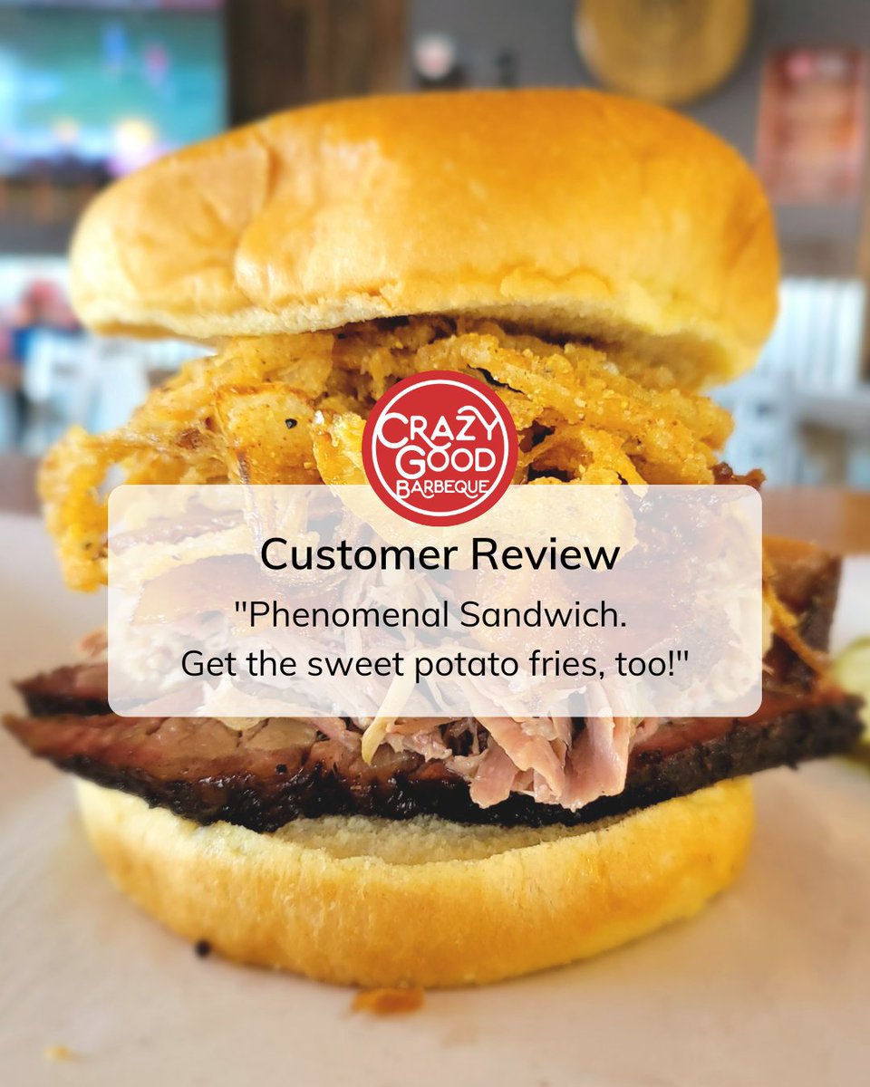 crazygoodeats's tweet image. Don't take our word for it, take his!

Head in this weekend to enjoy our loved KC Original Sandwich. (And the sweet potato fries, too!)

#kcbbq #bbqsandwich #olatheks #crazygoodeats #crazygoodbbq #kcrestaurants #kansascitybbq