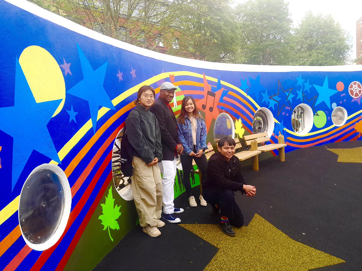 juniortomlin's tweet photo. It was a brilliant opening, ten children put their hand prints on the design, I would like to thank , Vestalia and my painting crew from the RCA, everyone who supported and voted for me, the mayor , the children and the community, love you all https://t.co/hONhd2WJBK