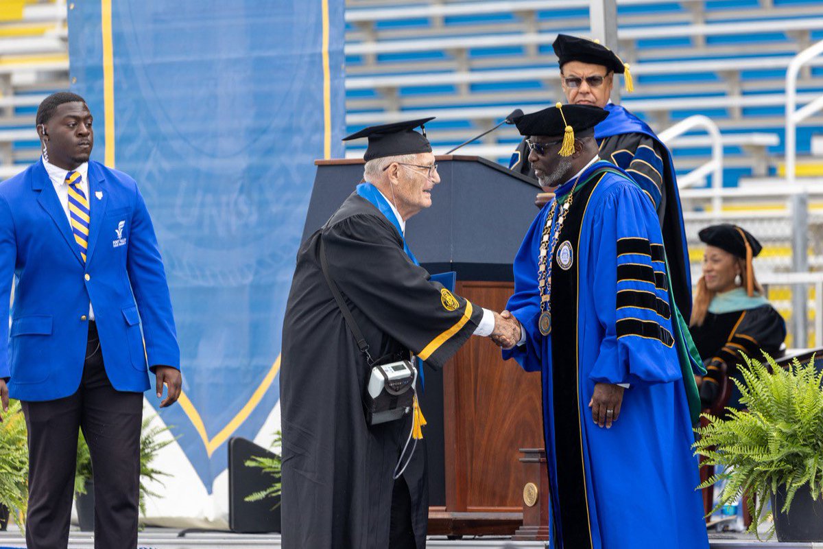 FVSU's tweet photo. History major Roger Green, 82, made history as the oldest graduate during the Spring 23 Commencement ceremony.
Congratulations Roger! We agree. It is never too late to become a #Wildcat. ๐๐
@13wmaznews - https://t.co/XYvvENifIw
#FVSU #EmpowerthePossible #HBCUGrad #FVSU23 https://t.co/VNZSyDC85F