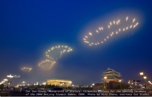12/ That same year, Cai served as director of visual and special effects for the #BeijingOlympics. For the opening ceremony, he conceived #FootprintsofHistory, consisting  of 29 giant footprint fireworks over the Beijing skyline, leading to the National Olympic Stadium.