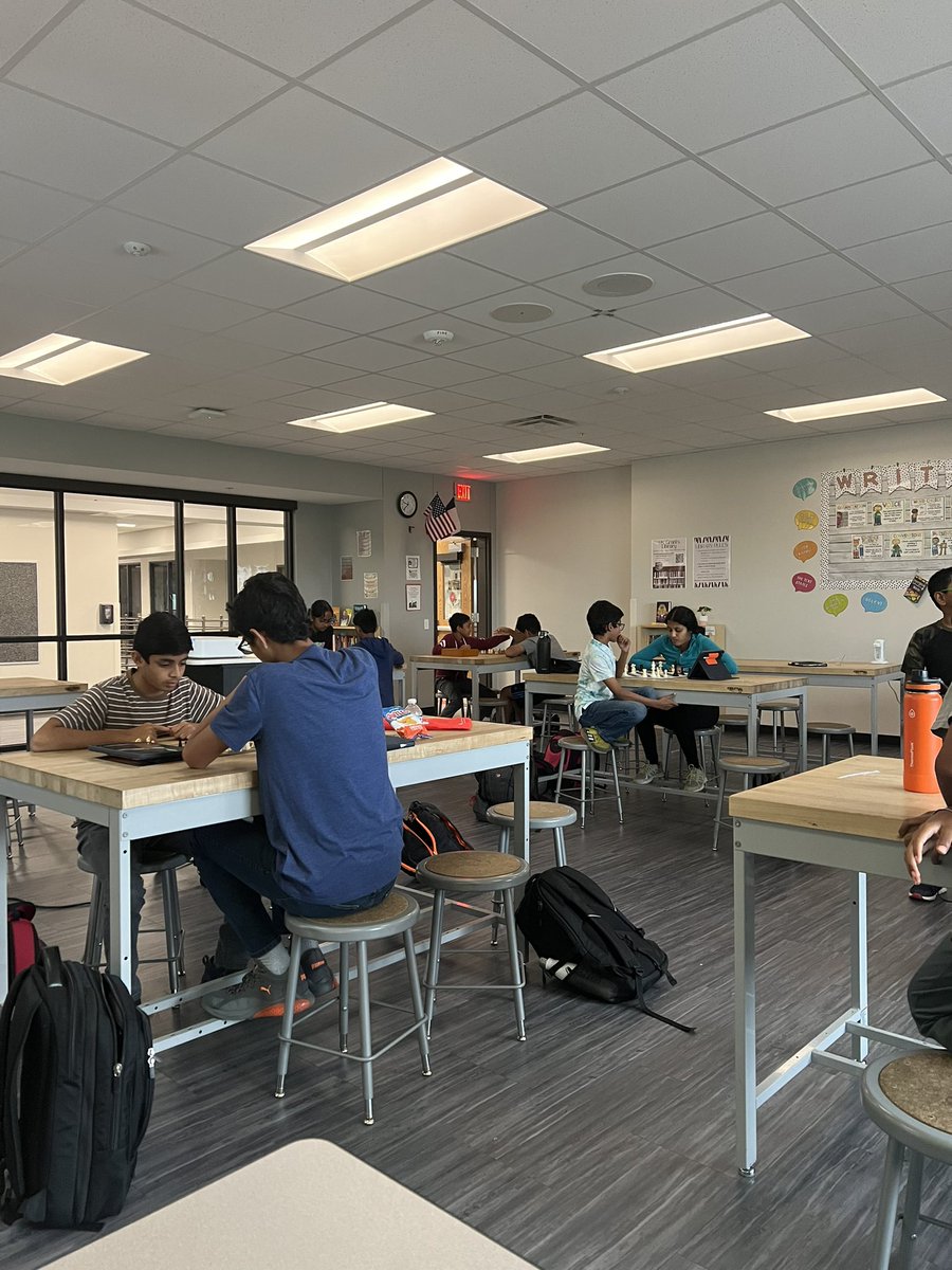 MsAlyssaGrant's tweet photo. A fun way to end out the year is having a chess tournament! ♟️ Love these students! #Westfam @CMSWestWrangler https://t.co/DhOryaS6oM
