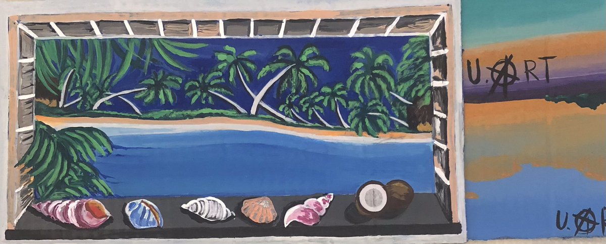 AnarckBlackCat's tweet photo. #Artwork by👉🏻#UnknownArtist #Arr 
#UnknownArt #ArtIsLove🖼️♥️🫶🏻 
#Uart🎨🖌️ #TrompelOeil #Painting #Window #Prospect #Depth #Sea #Beach #Palms🌴🌴🌴 #Freedom💜 
Look at the window 🪟…..I’m waiting 4 U at the beach 🏝️🥹#Colors 🩵💜💙
🐲🪐🔥🐉 https://t.co/LWD9d8F32e